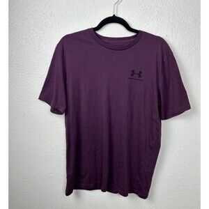 Under Armour Mens Size Medium Loose Fit Cotton Crewneck Maroon Tee Shirt